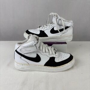 Nike Air Force 1 Mid Kids White Black Basketball Shoes Sneakers Size 5.5Y.5Y